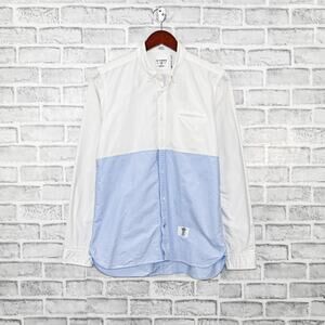 Bedwin & The Hearthbreaker Men's White Blue Color block Button Down Shirt Sz 3